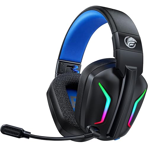 Fachixy Wireless Gaming Headset with LED Light for PS5, PS4, PC, Switch, Laptop, Mac - 2.4GHz & Bluetooth 5.4, 50H Battery, Flip Mic, Lossless Audio, Foldable, Immersive Gaming