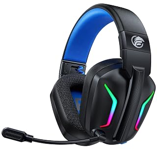 Wireless Gaming Headset with LED Light for PS5, PS4, PC, Switch, Laptop, Mac - 2.4GHz & Bluetooth 5.4, 50H Battery, Flip Mic, Lossless Audio, Foldable, Immersive Gaming - Amazon product rated Grade A