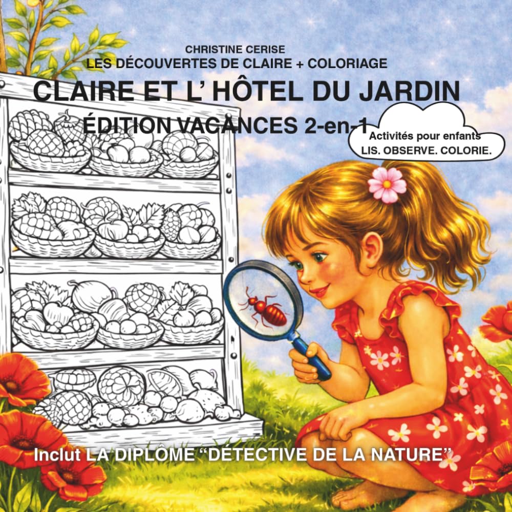 CLAIRE ET L’ HÔTEL DU JARDIN- ÉDITION VACANCES 2-en-1: Activités pour enfants LIS. OBSERVE. COLORIE. (Les découvertes de Claire + coloriage)