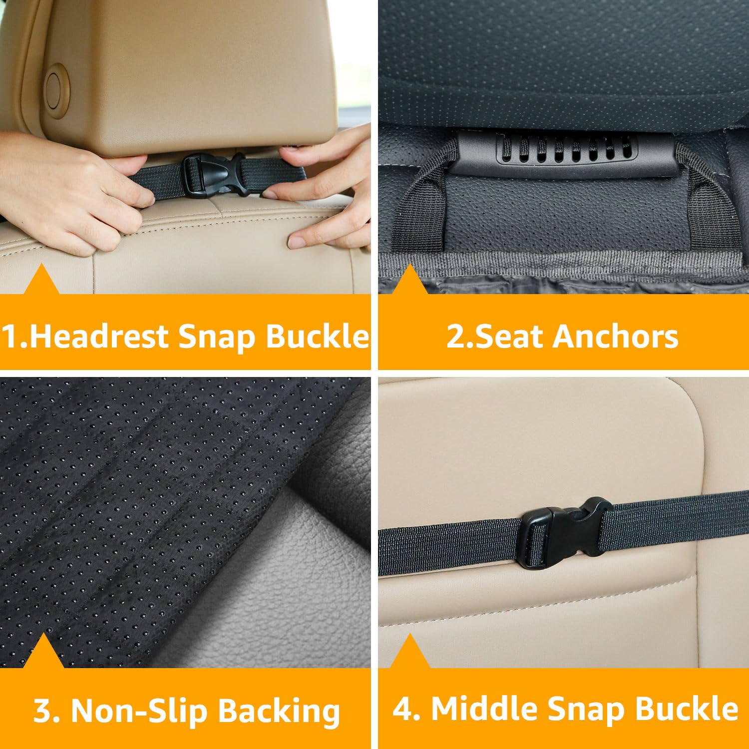 PETICON Waterproof Front Seat Car Cover 2 Pack, Full Protection Dog Car Seat Cover with Side Flaps, Nonslip Scratchproof Captain Chair Seat Cover Fits for Cars, Trucks, SUVs, Jeep, Gray (Gray) - image 7