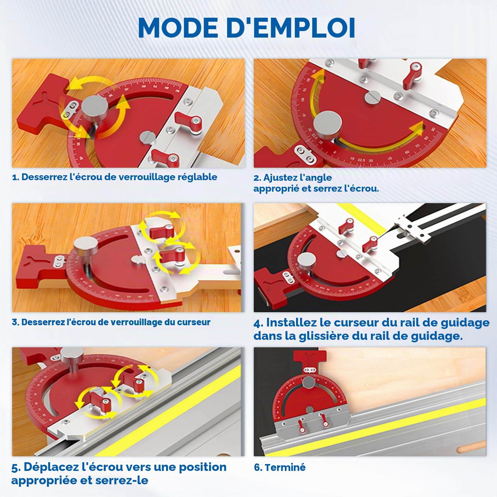 Jauge à onglet réglable multi-angles pour scie à table - Guide carré à angle droit - Pince auxiliaire pour Makita pour rail de guidage Festool
