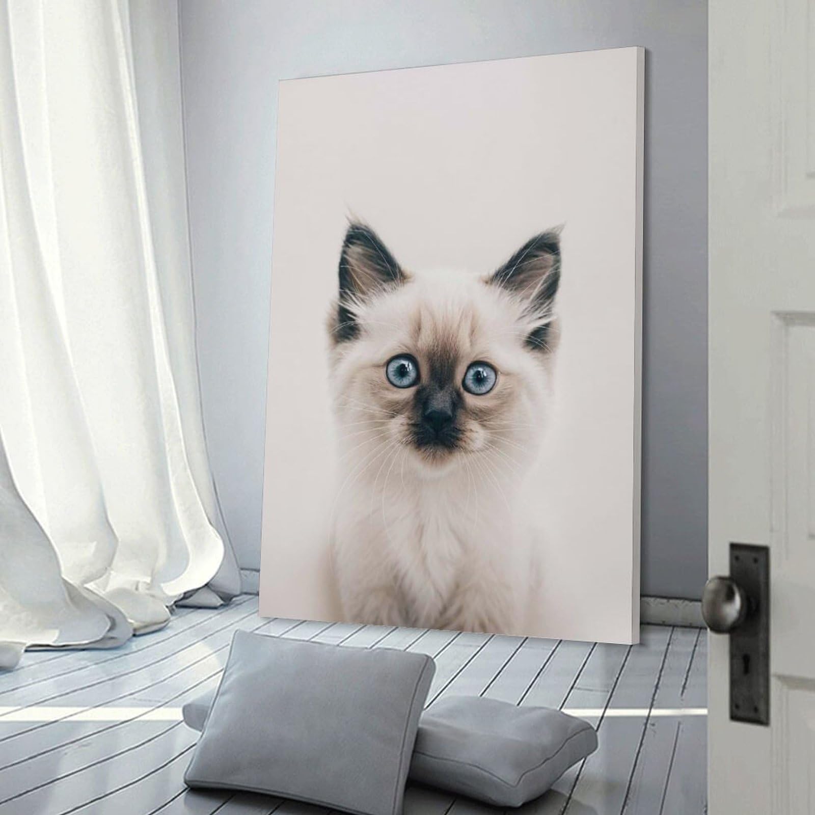 Junmoney Cute Baby Ragdoll Cat Home Decor Wall Art, 24x36inch(60x90cm), for Apartment Walls, Studios Or Work Areas, Decorative Canvas Decor for Home Updates