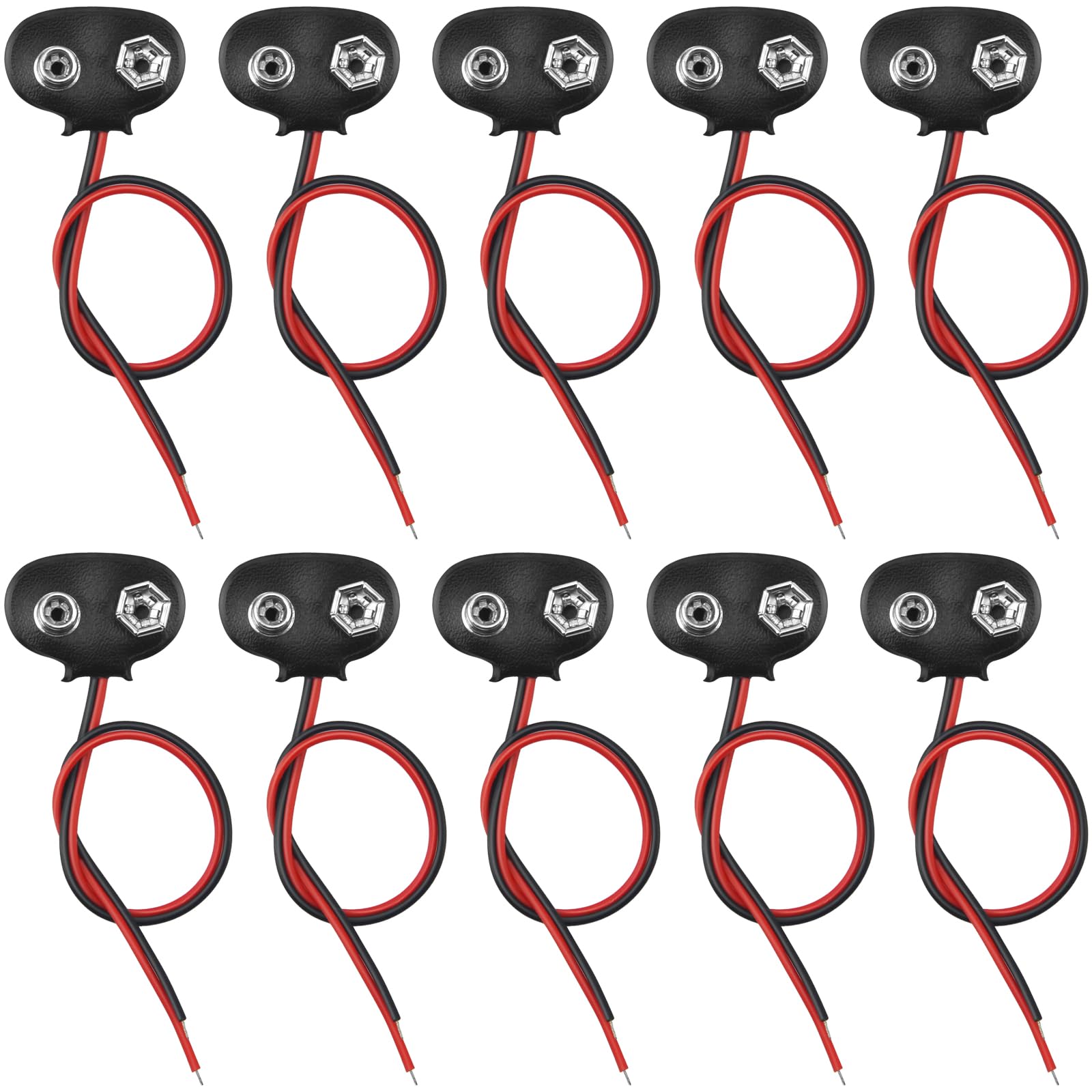 Poeland 10 pezzi connettore batteria 9V clip a T con filo e custodia in pelle