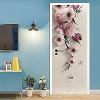 Vista 19 de Adhesivos 3D para puerta, murales para despegar y pegar, diseño de flores, autoadhesivas, removibles, de PVC, impermeable, póster para dormitorio