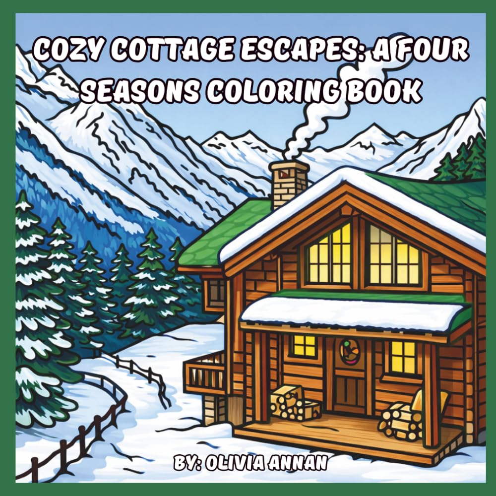 Cozy Cottage Escapes: A Four Seasons Coloring Book: Bold and Easy Designs for Stress Relief featuring Spring Sanctuaries, Summer Hideaways, Autumn Retreats, and Winter Cabins