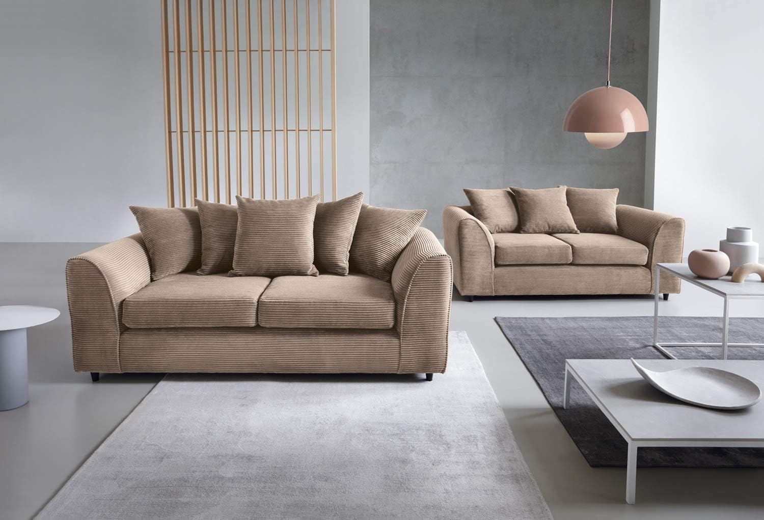 Abakus Direct ยฎ Dylan Byron Black Fabric Jumbo Cord Sofa Settee Couch 3+2 Seater in Grey or Brown (2+3 Brown)