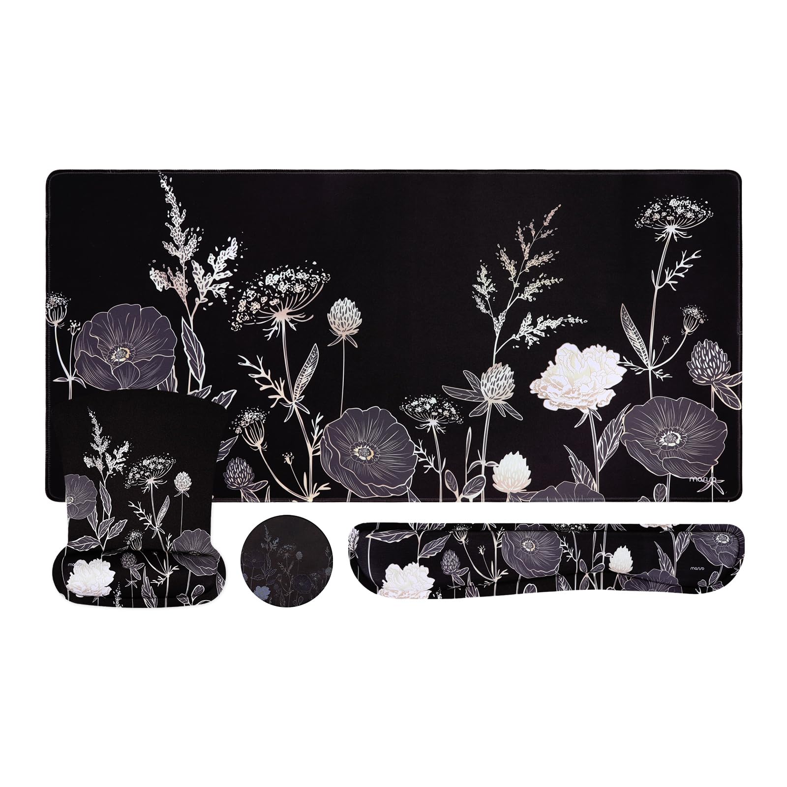 MOSISO Keyboard Mouse Pad Set Large Gaming Mouse Pad Keyboard Wrist Rest Mouse Wrist Rest Coaster Ergonomic Non-Slip