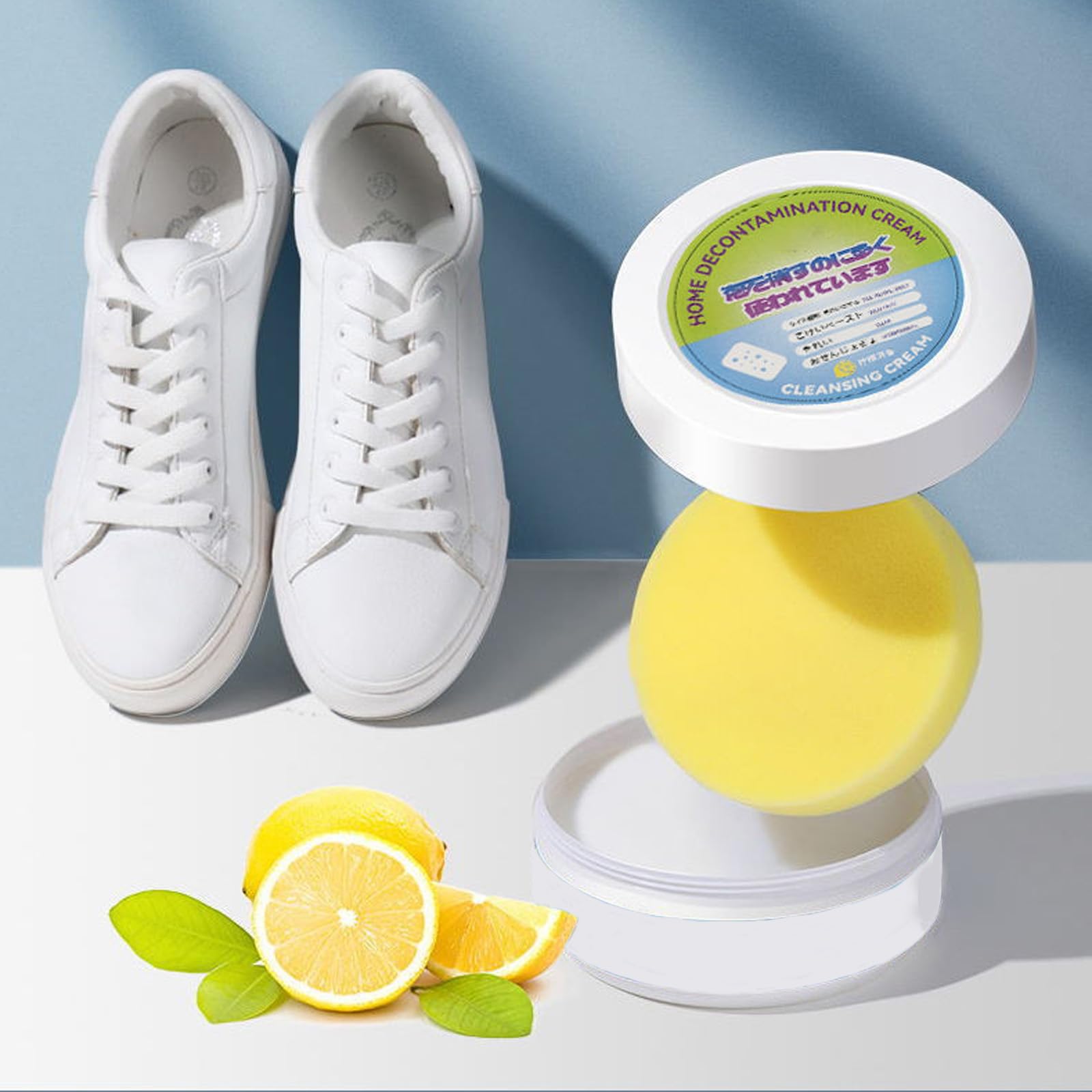 YOECO 260g White Shoe Cleaning Cream,Multi Purpose Cleaning Cream,Multifunctional Stain Removal Cream with Sponge,Sneaker White Shoe Cleaner,All Purpose Cleaner Cream