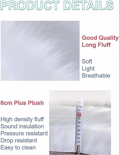 Miniatura 3 de VRILU Alfombra de piel sintética Kawaii de color ciruela, alfombra mullida para Habitacion, alfombra de forma irregular, bonita alfombra para