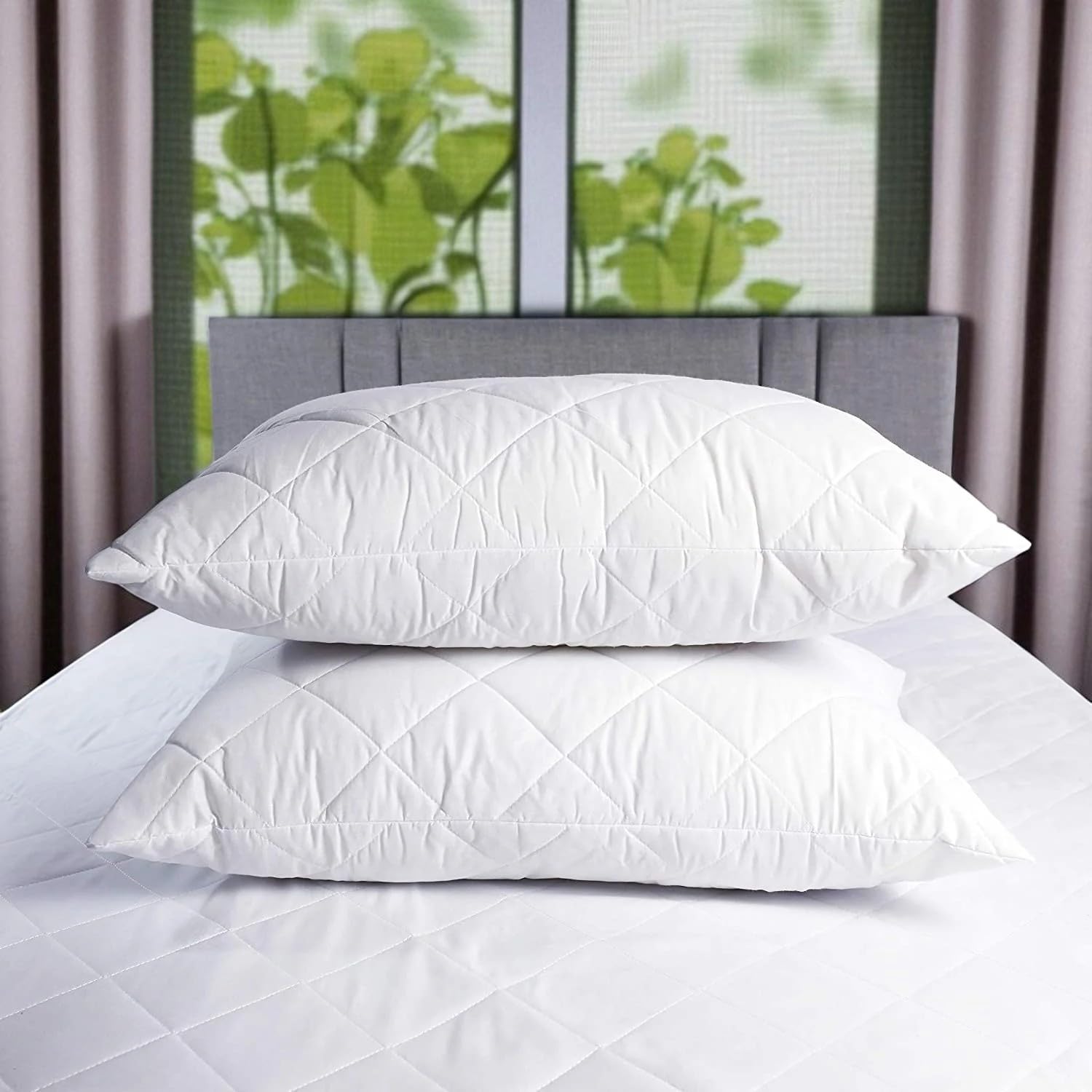 Pillows 2 Pack Luxury Hotel Quality Pillow With Quilted Microfibre Cover Ultra Plush Hypoa...