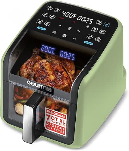 Gourmia Air Fryer 7 QT - Easy View Panoramic Window