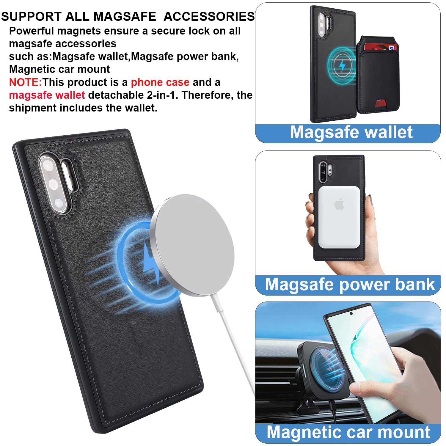?????? for Galaxy Note 10 Plus case wallet magsafe compatible samsung galaxy Note 10 Plus case magnetic with card holder Note 10+Plus 6.8
