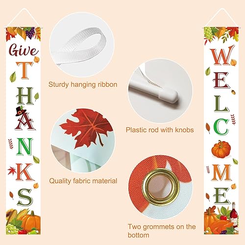 Miniatura 3 de Decoraciones de Acción de Gracias para interiores y exteriores, cartel de puerta de porche para decoración de Acción de Gracias, decoración de otoño