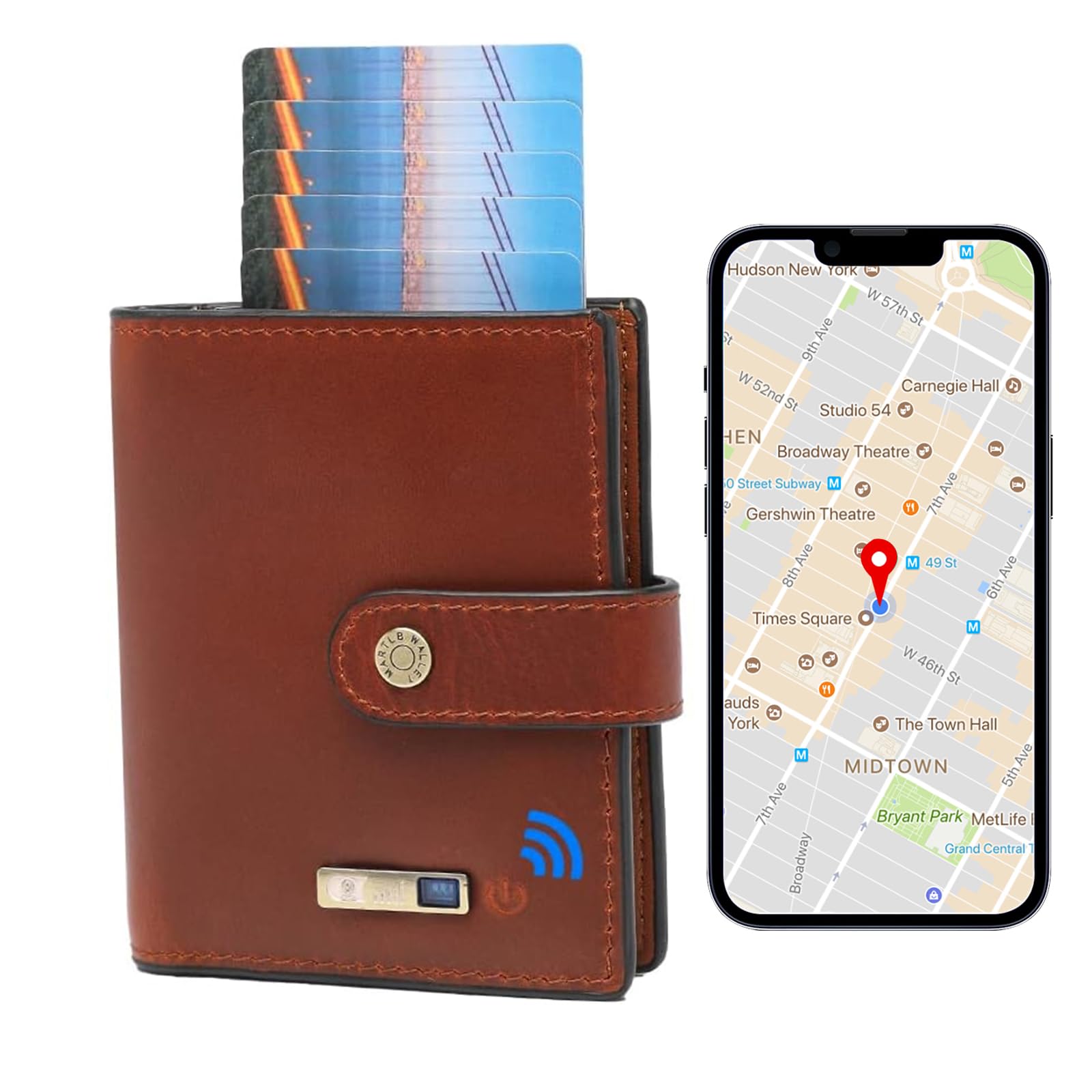 Anti-Lost Bluetooth Wallet Tracker & Finder, Slim Wallets for Men, Minimalist Mens Wallet Credit Card Holder Gifts with Box (Brown)-picture-21
