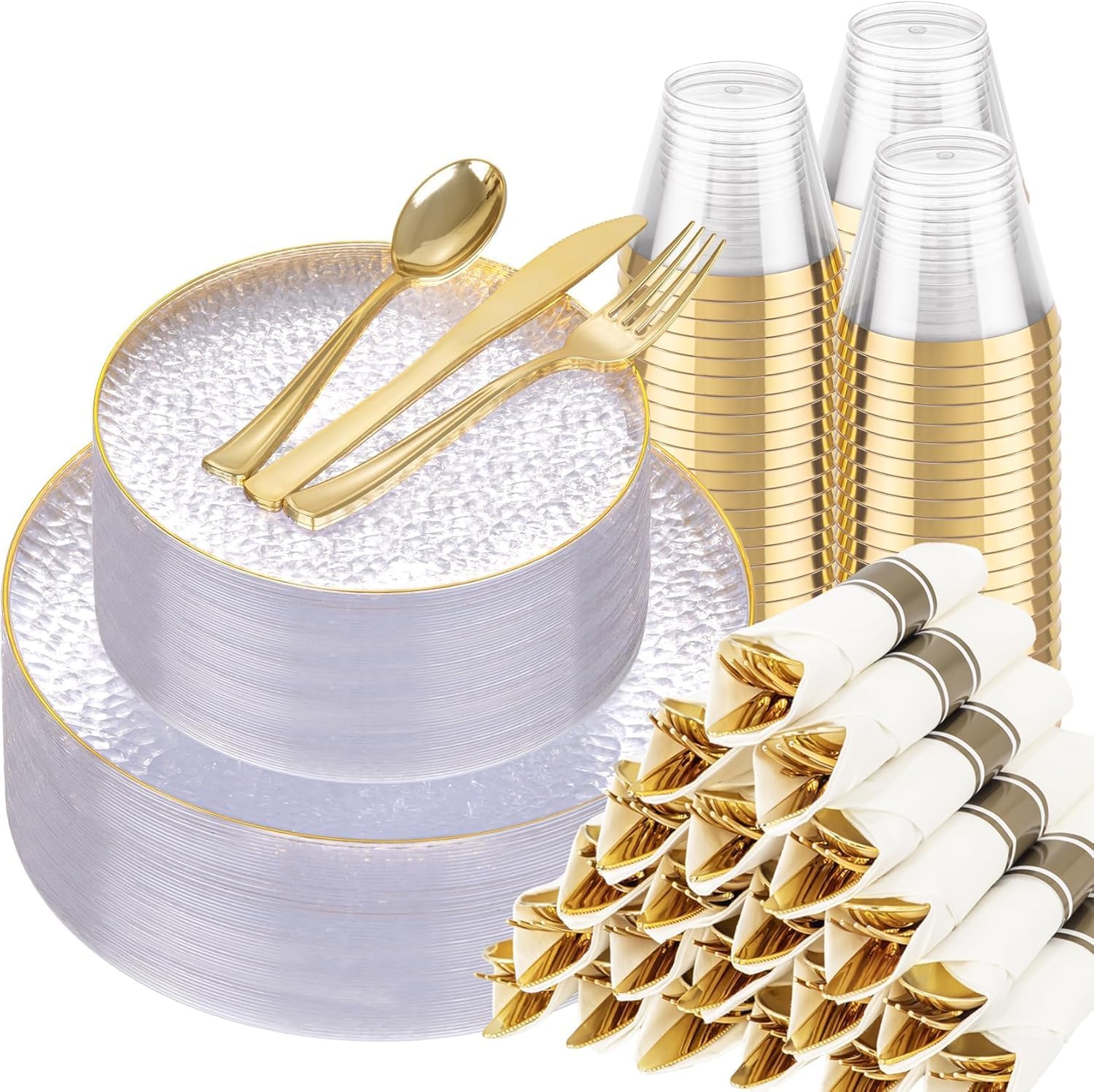 Blue & Gold Party Plates - 175 Piece Set -14