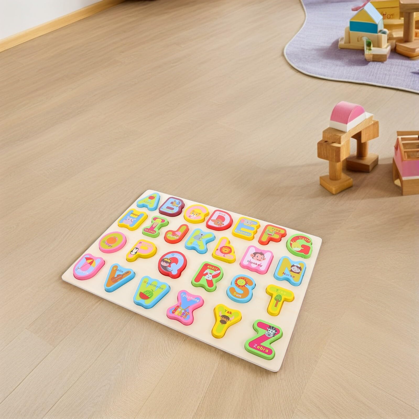 Rompecabezas de Madera 3 Piezas para Aprendizaje Infantil | Formas, Números y Alfabetos, Educación Temprana y Preescolar, Obsequio de Navidad y Año