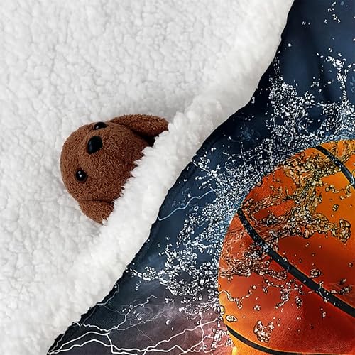 Miniatura 3 de YISUEMEI - Manta sherpa de baloncesto, suave y afelpada, manta de forro polar para amantes del baloncesto, entrenadores, hombres, 60 x 80 pulgadas
