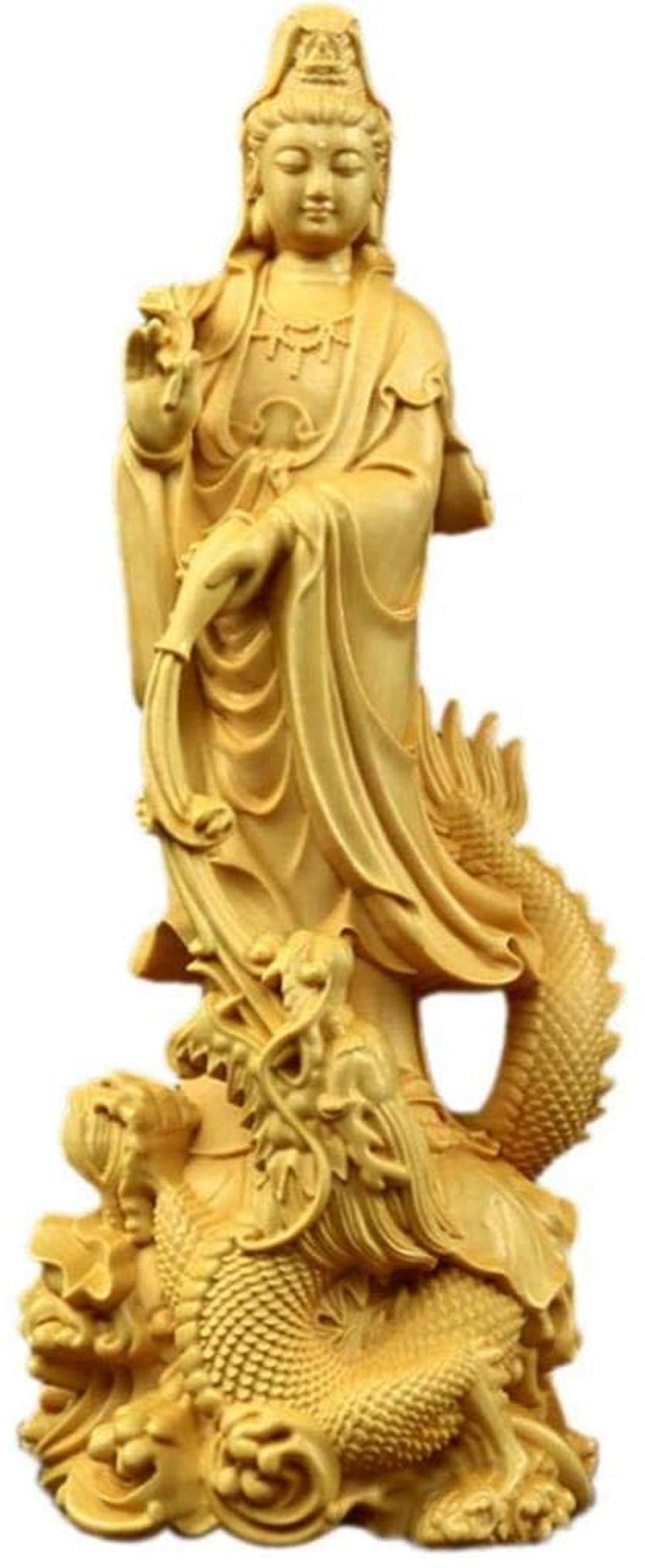 Feng Shui Ornaments Guan Yin Avalokite?vara Meditating Buddha On Dragon Statue Figurine Decoration Art Collection Gift