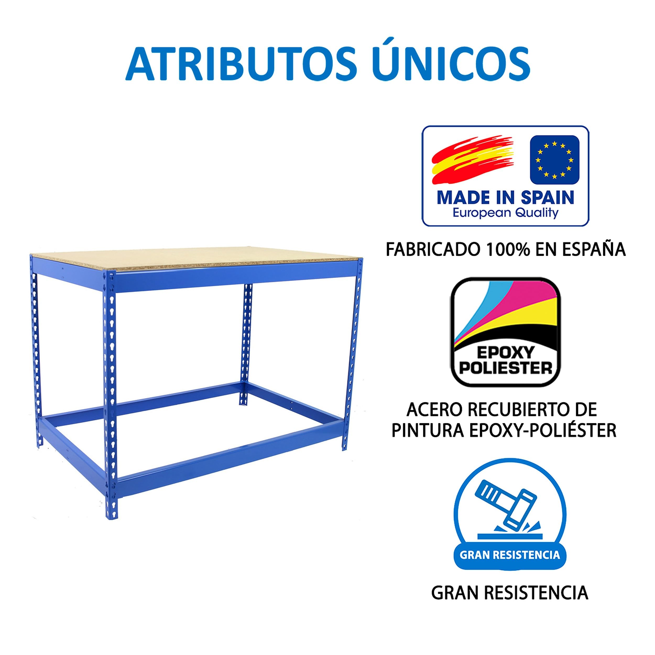 Simon Rack Banco de Trabajo Taller 400 kg 900x1200x900 mm Azul Madera BT-Basic