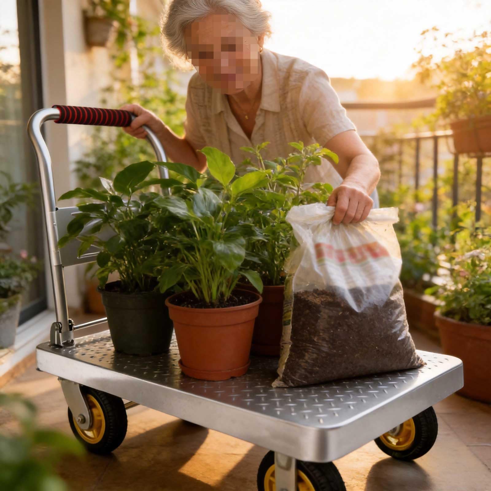 Plattformwagen Klappbar 230kg, Robuster Stahl Transportwagen mit 4 Rollen, Schwerlast Lastenwagen für Garten Werkstatt Haushalt(Size:73x48cm)