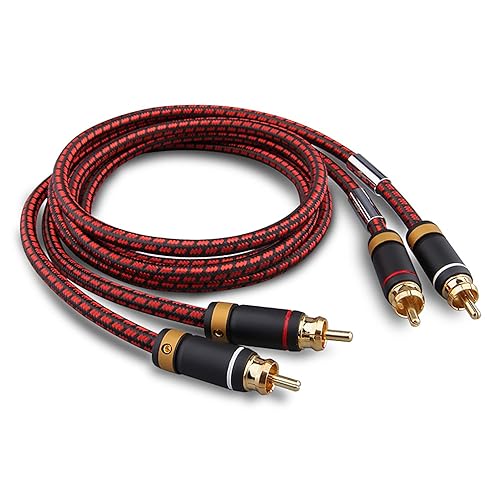 Miniatura 9 de Auidophile 2RCA macho a 2RCA macho cable de audio estéreo, chapado en oro, núcleo de cobre 4N sin oxígeno (3 pies (3.3 ft)