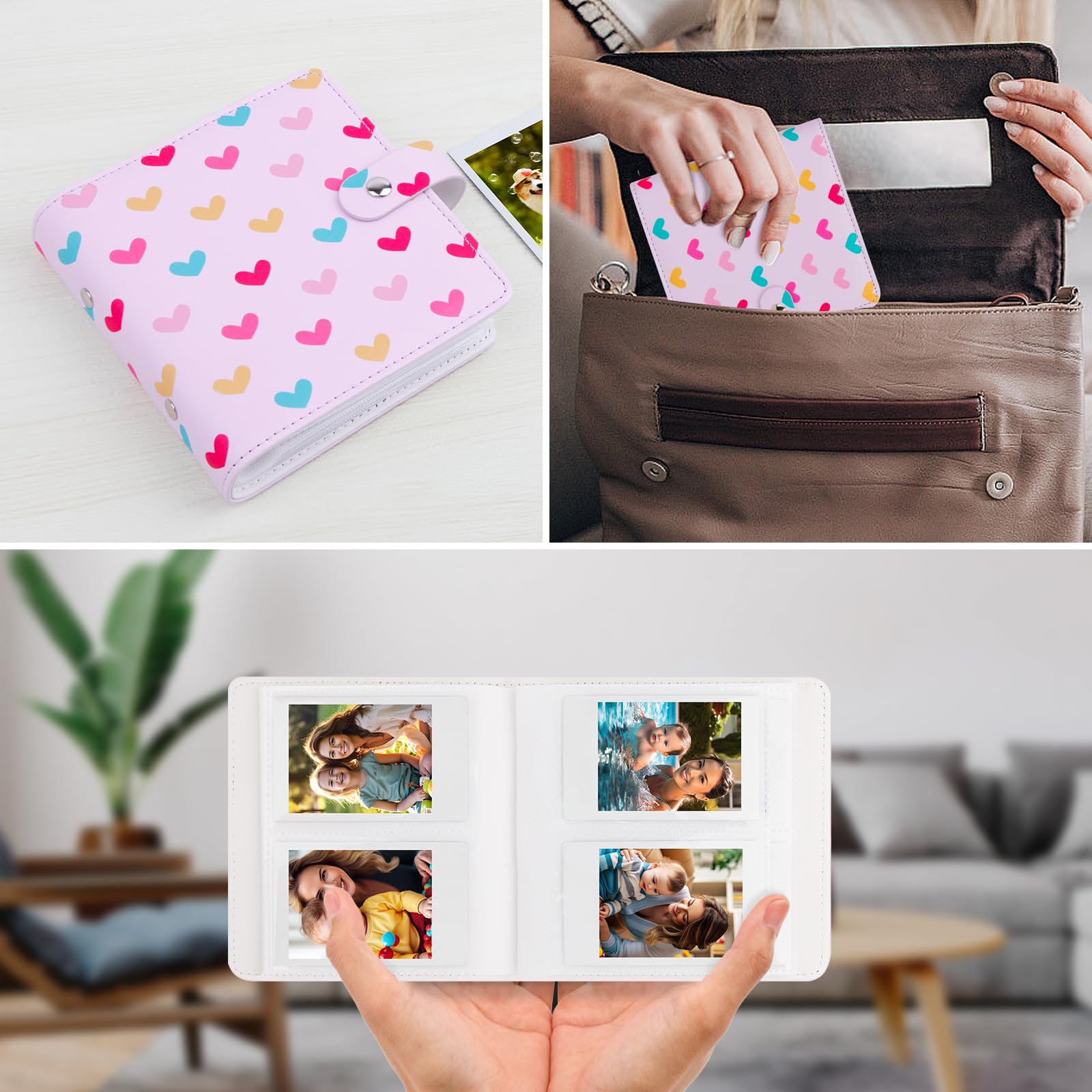 156 Album Photo pour Instax Mini Film(54 x 86 mm),2x3 inch livre d'images Compatible avec Polaroid Zink et HP Sprocket Instant Photo Paper,K-pop Photocards (Violet, 112 Pochettes)