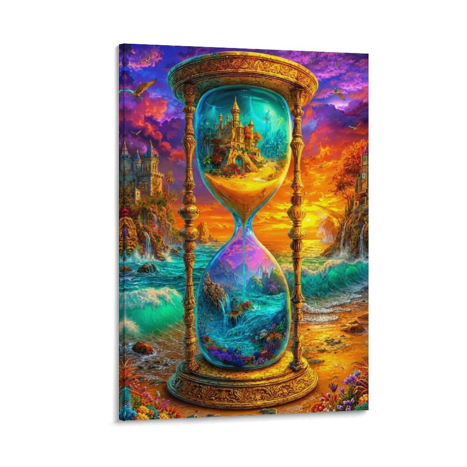 DHBANEIOK Fantasy Hourglass Scene Poster Artwork Giclee Canvas Prints Modern Wall Art Picture Wall Hanging for Office Gym Living Room Decor 24x36inch(60x90cm)