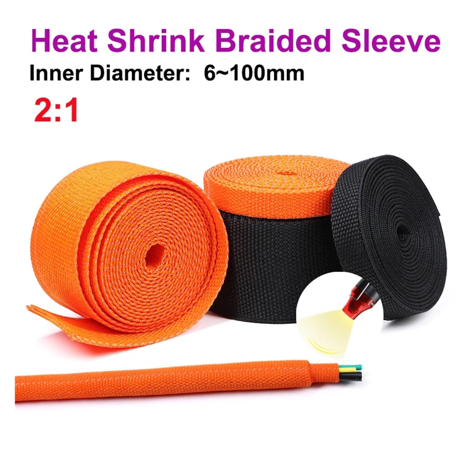 Nero Grigio Espandibile Cavo Intrecciato Manicotto 3mm A 50mm - Foto 9