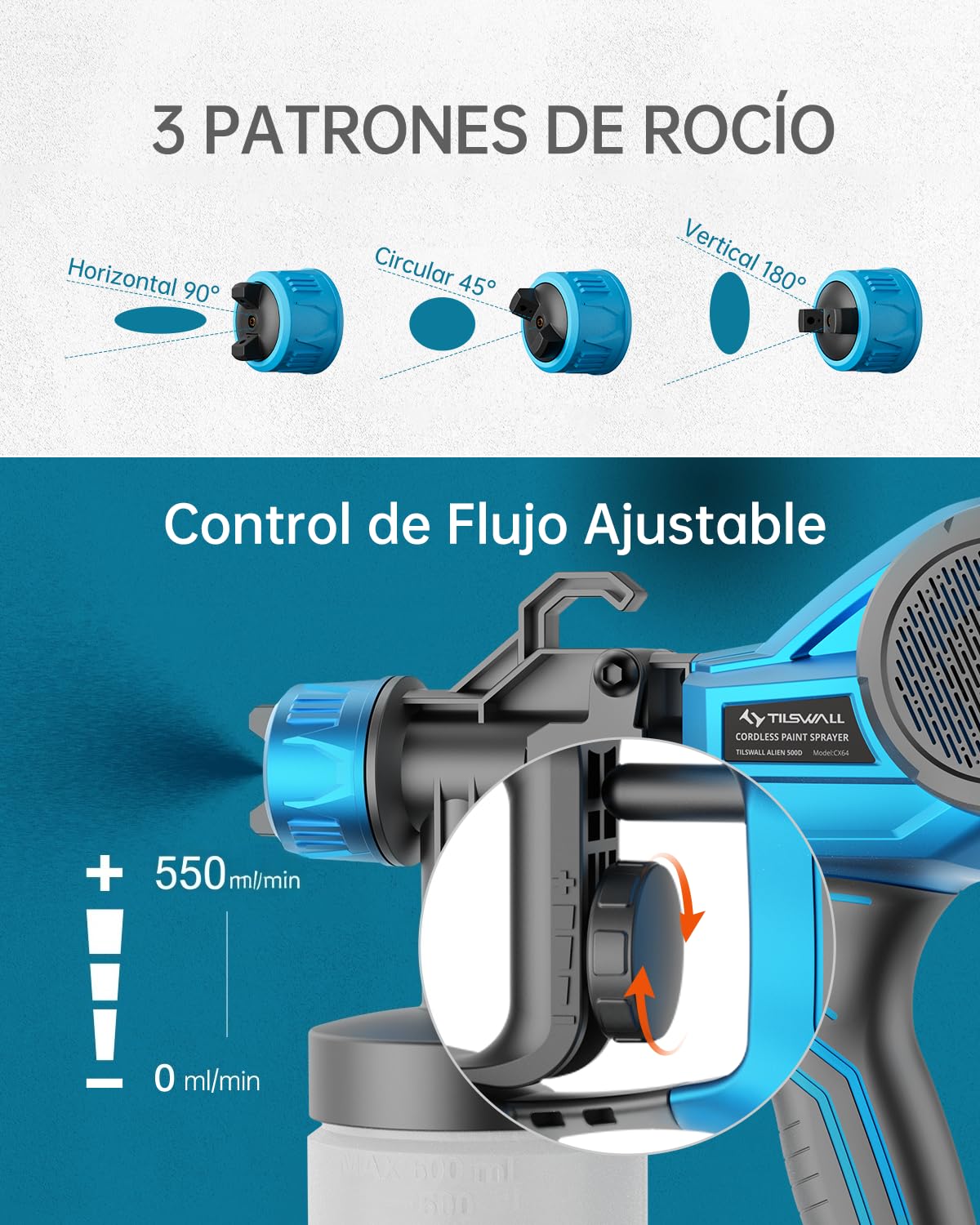 Tilswall Système de pulvérisation de peinture Alien500 sans fil pour Makita 18 V (sans batterie)