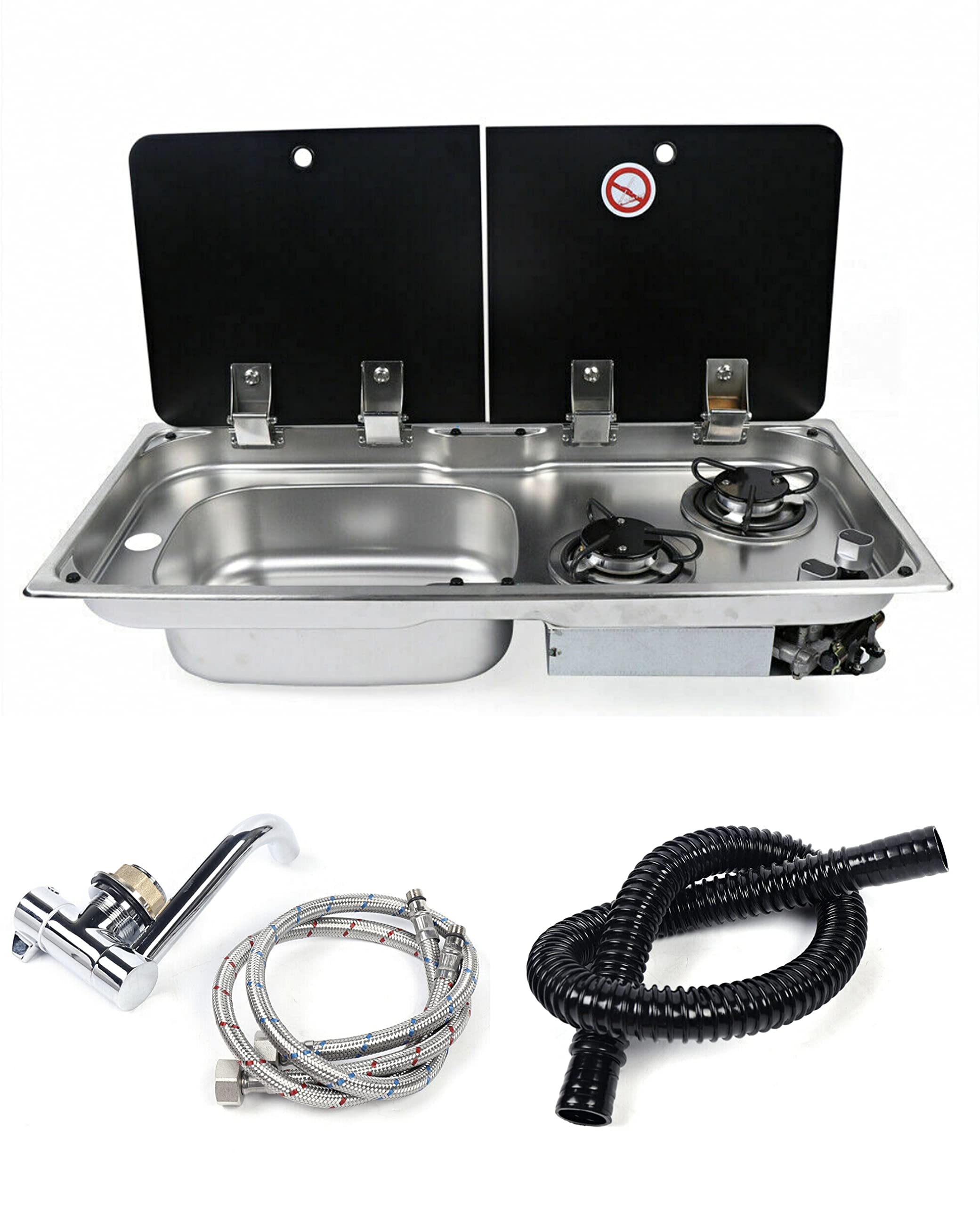 Buy Outdoor Sink Fauce Cooktop Combo,Large RV Sink 2 Gas Burners RV