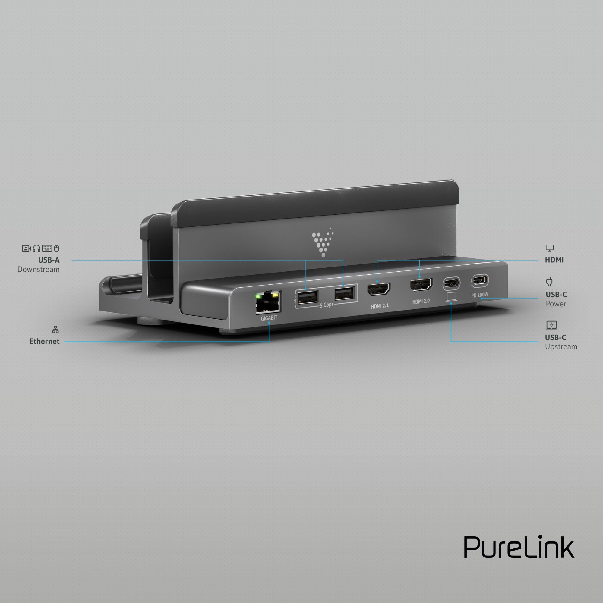Vuelogic stacja dokująca USB C, podwójny ekran, 7 w 1, wielofunkcyjna stacja dokująca, laptop, obsługa 2 x HDMI 4K / 8K, Ethernet, multiport, czarna