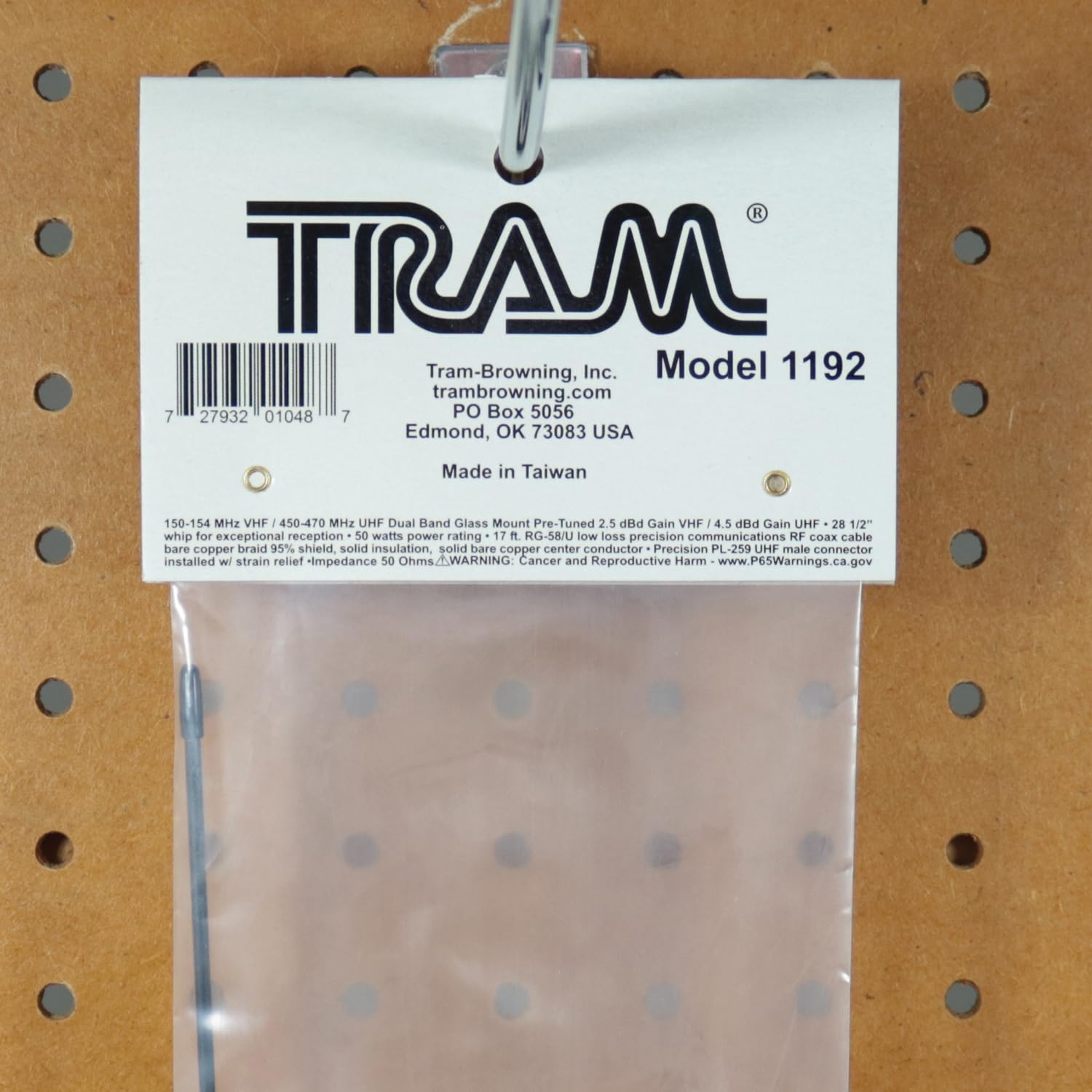 Tram 1192 - Kit de antena de radio amateur presintonizada de doble banda de 50 W a 154 MHz VHF/450 MHz a 470 MHz UHF con soporte de vidrio y cable