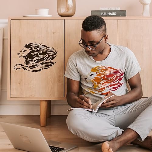 Miniatura 4 de FINGERINSPIRE Plantilla de plantilla de cabeza de león de 8.3 x 11.7 pulgadas, plantilla de plantilla de león de plástico con patrón de cabeza de