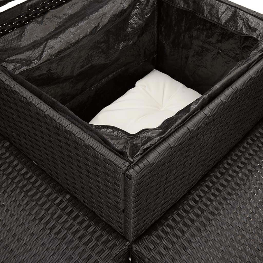 vidaXL Divano da Giardino con Tavolo e Cuscini a L Nero in Polyrattan