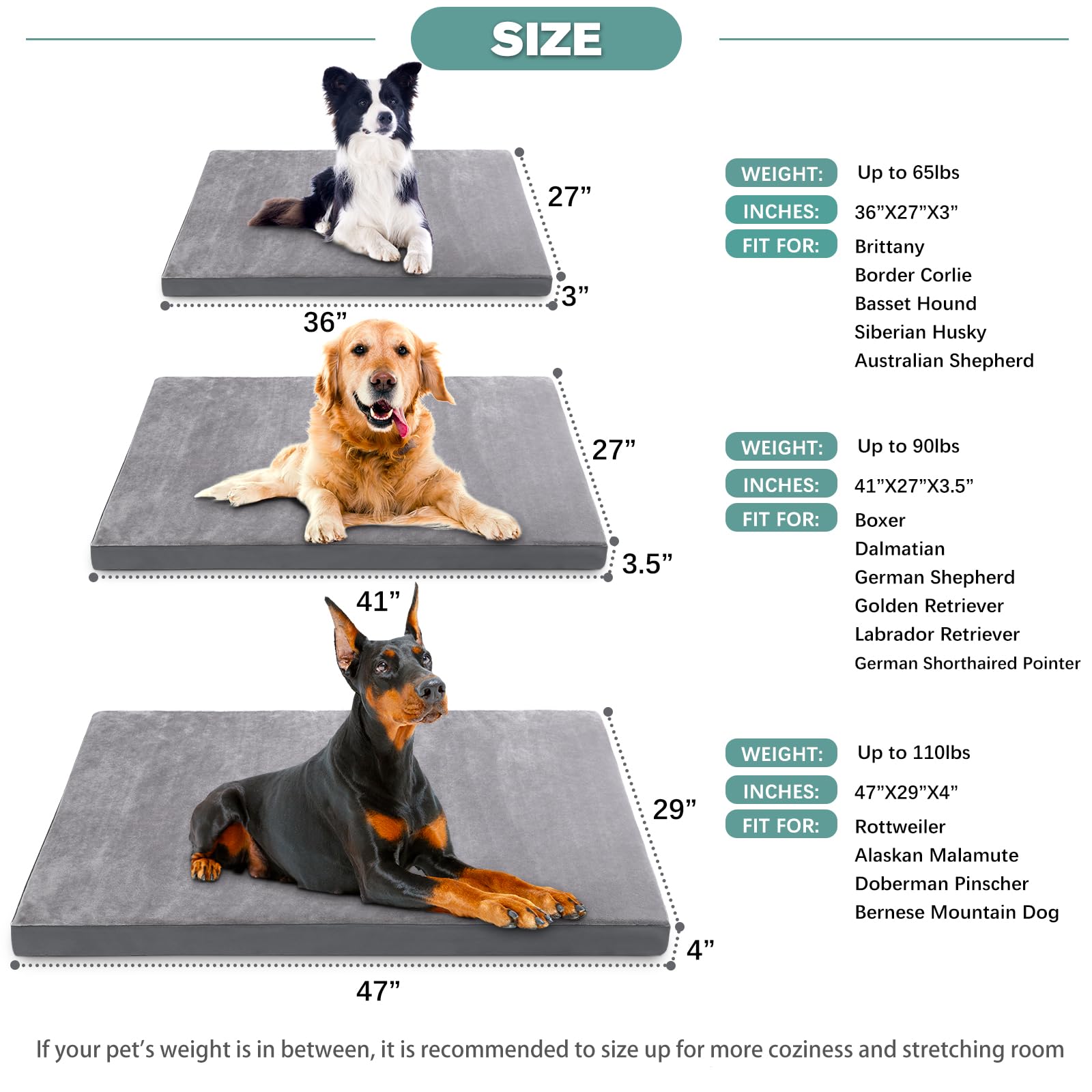 Vonabem Orthopedic Dog Beds for Extra Large Dogs, Washable Waterproof