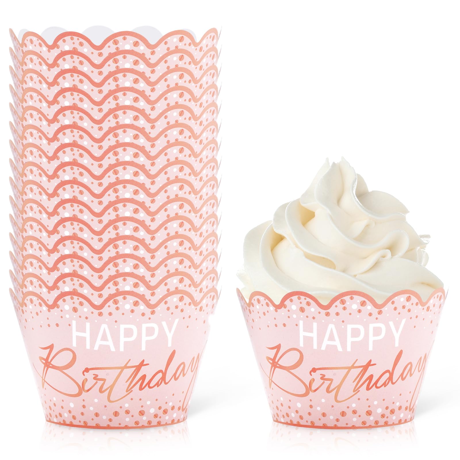 Caissettes cupcakes Happy Birthday roses Whaline pour réussir vos décorations de gâteaux