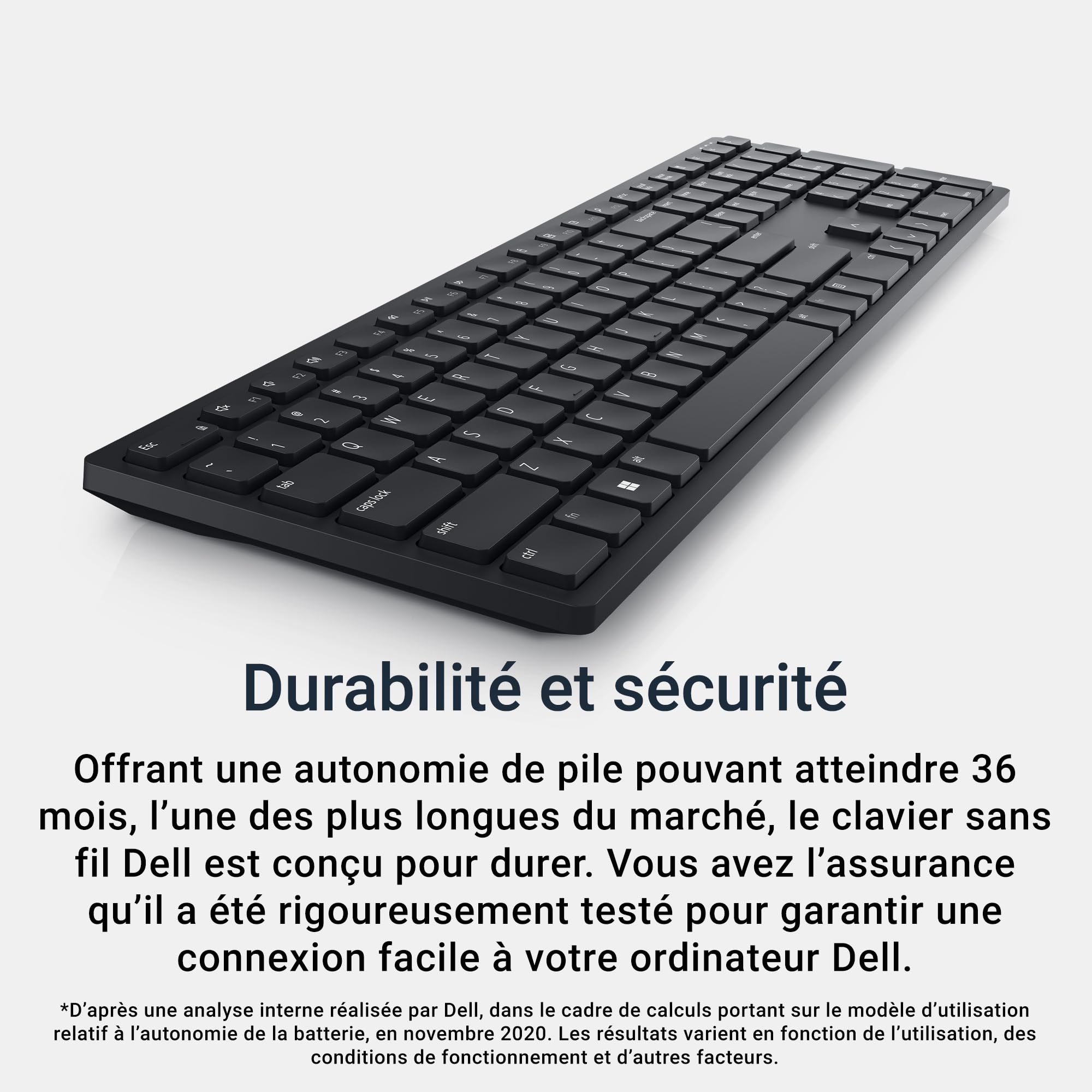 Clavier Dell Pro KB500 – sans Fil, AZERTY Français, 2.4 GHz, 12 Touches Programmables, Pavé Numérique, Autonomie 36 Mois, Clavier Silencieux, Sécurité AES 128 Bits, Noir