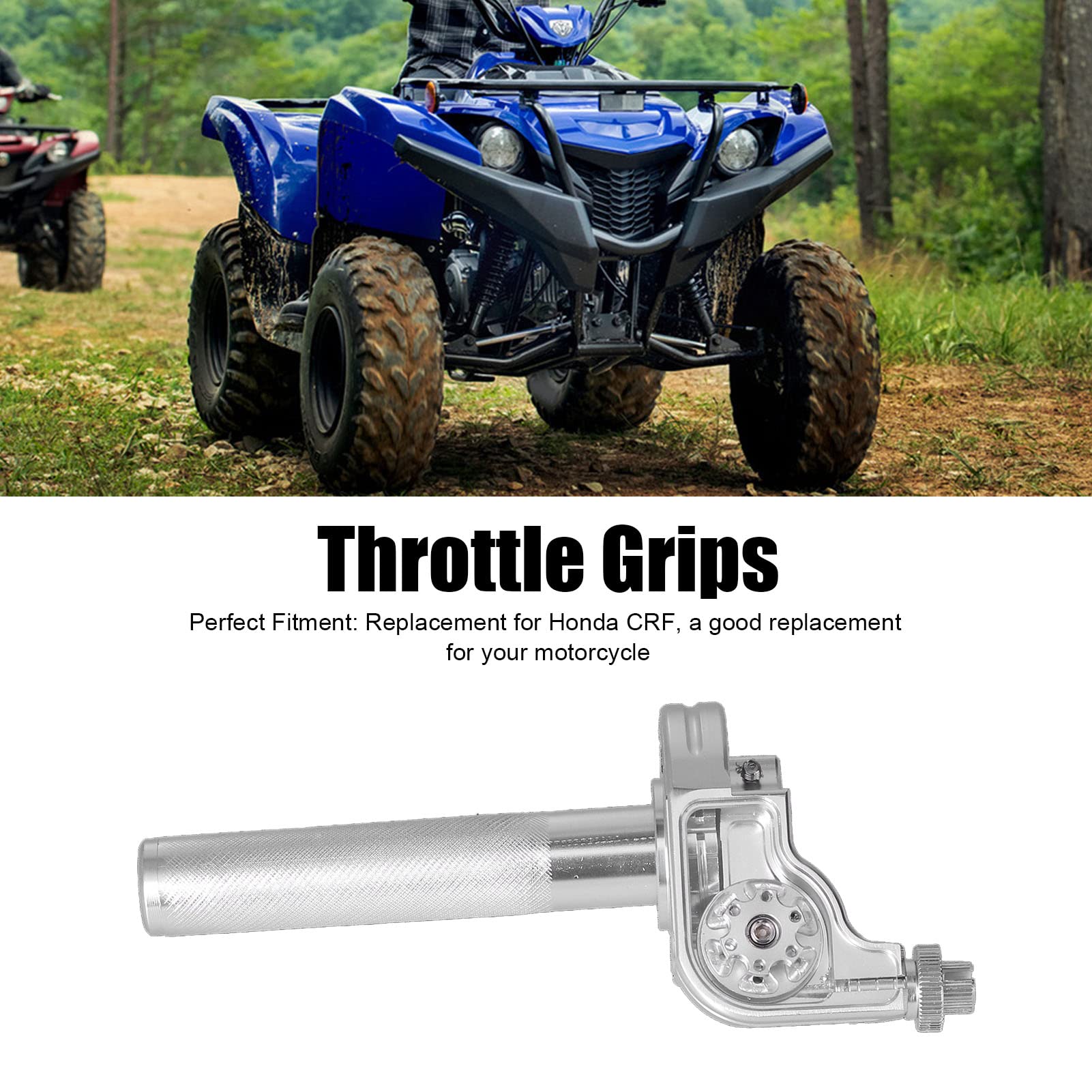 KIMISS 22mm / 0,87 Pulgadas Puños del Acelerador Manillar de la Motocicleta CNC Empuñaduras de Mano de Aluminio Reemplazo del Tubo del Acelerador para CRF(Plata)
