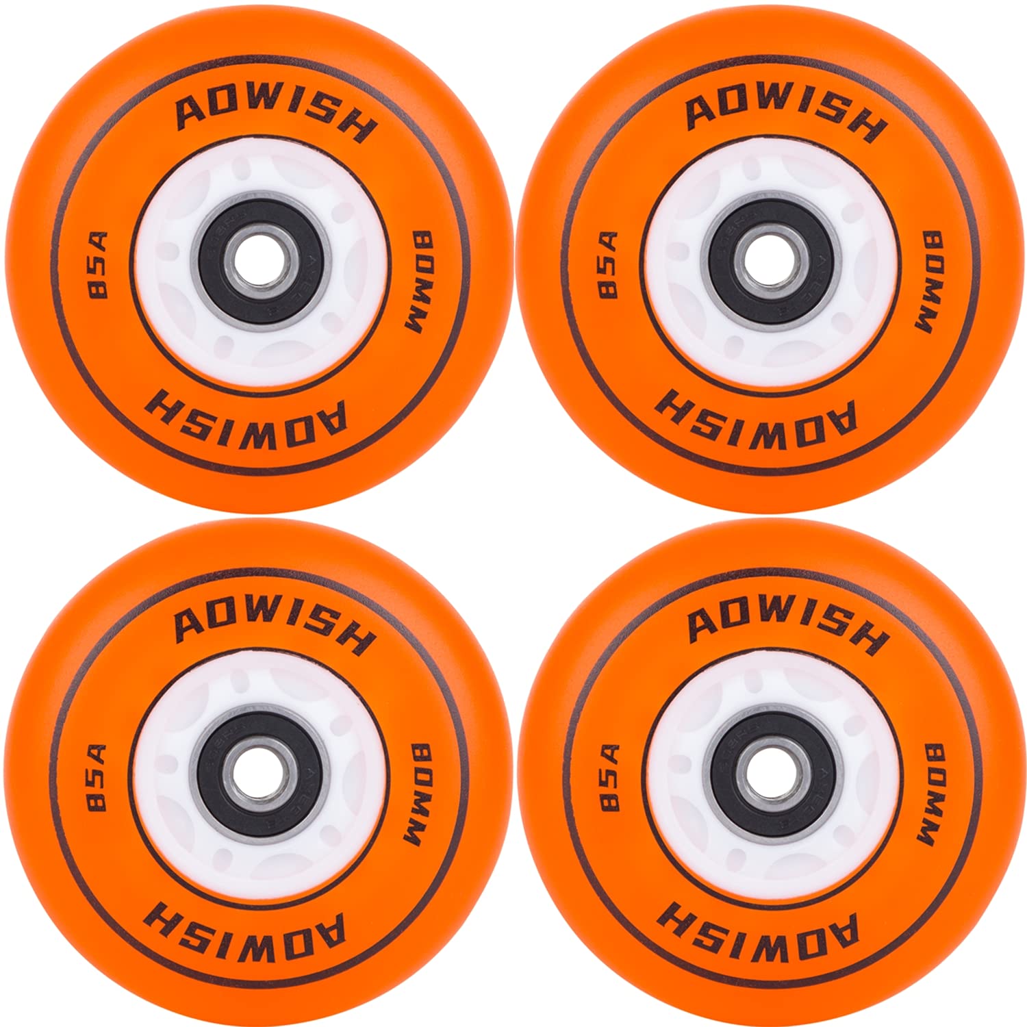 AOWISH 4-Pack Light Up Inline Skate Wheels 64mm, LED Flashing Adjustable Inline Roller Skates/Rollerblades Wheels ABEC-7 Bearing Kids - Color Blue