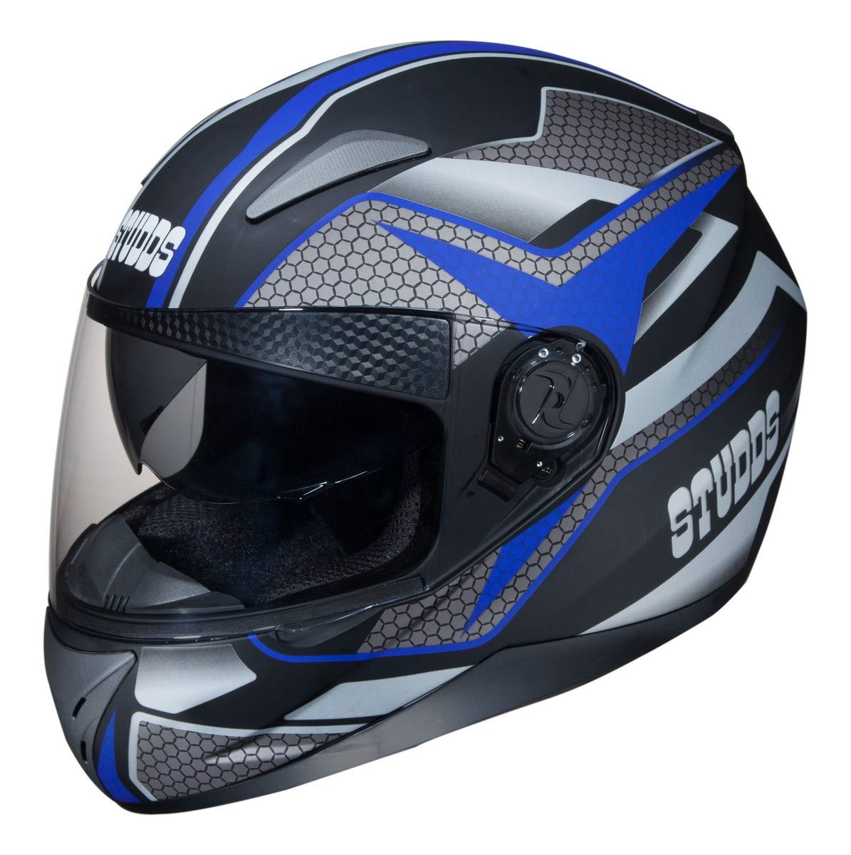 Studds SHIFTER D8 Decor Full Face Helmet (Matt Black and Blue, XL