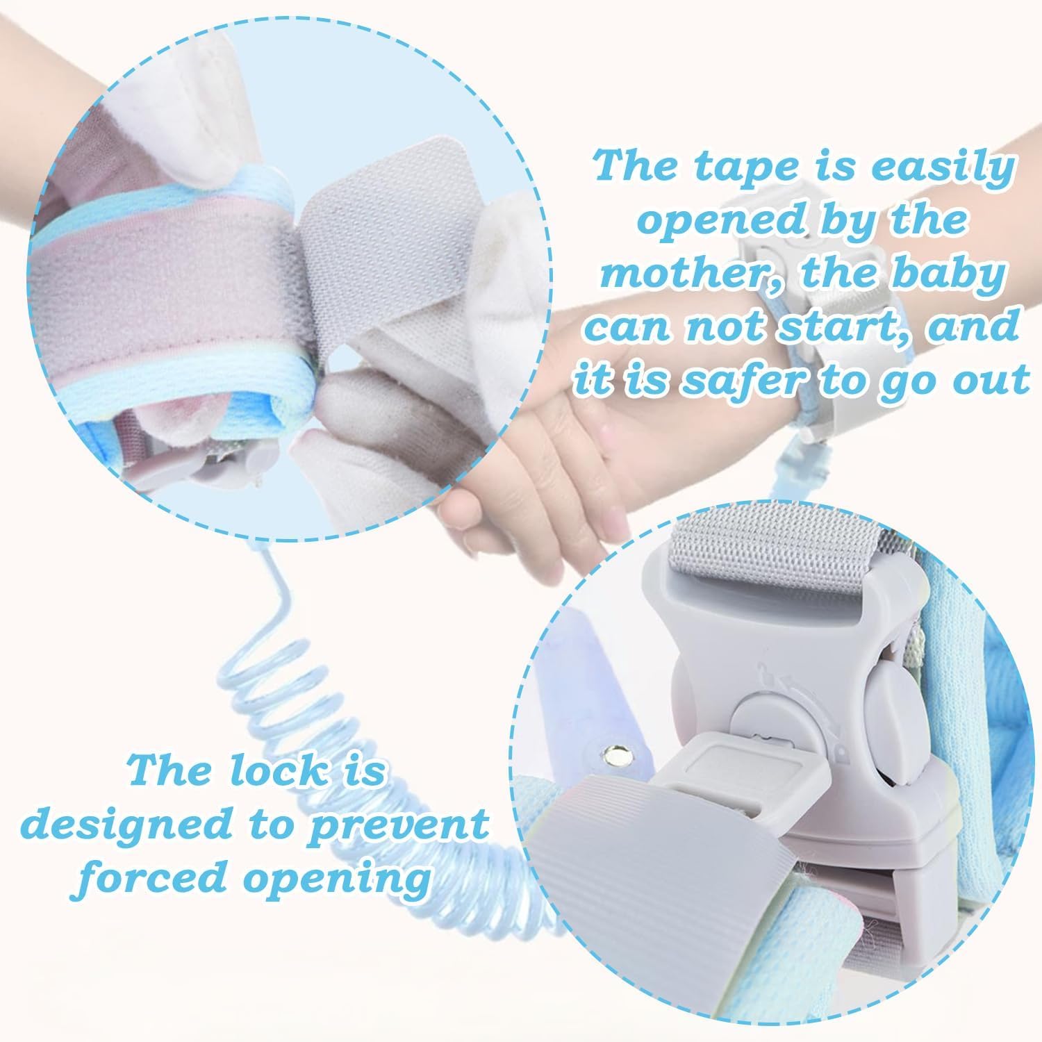 Child Safety Wristband with 360° Rotating Cuffs, Anti-Lost Toddler Wrist Strap with Soft Cushioned Wristbands - Image 4