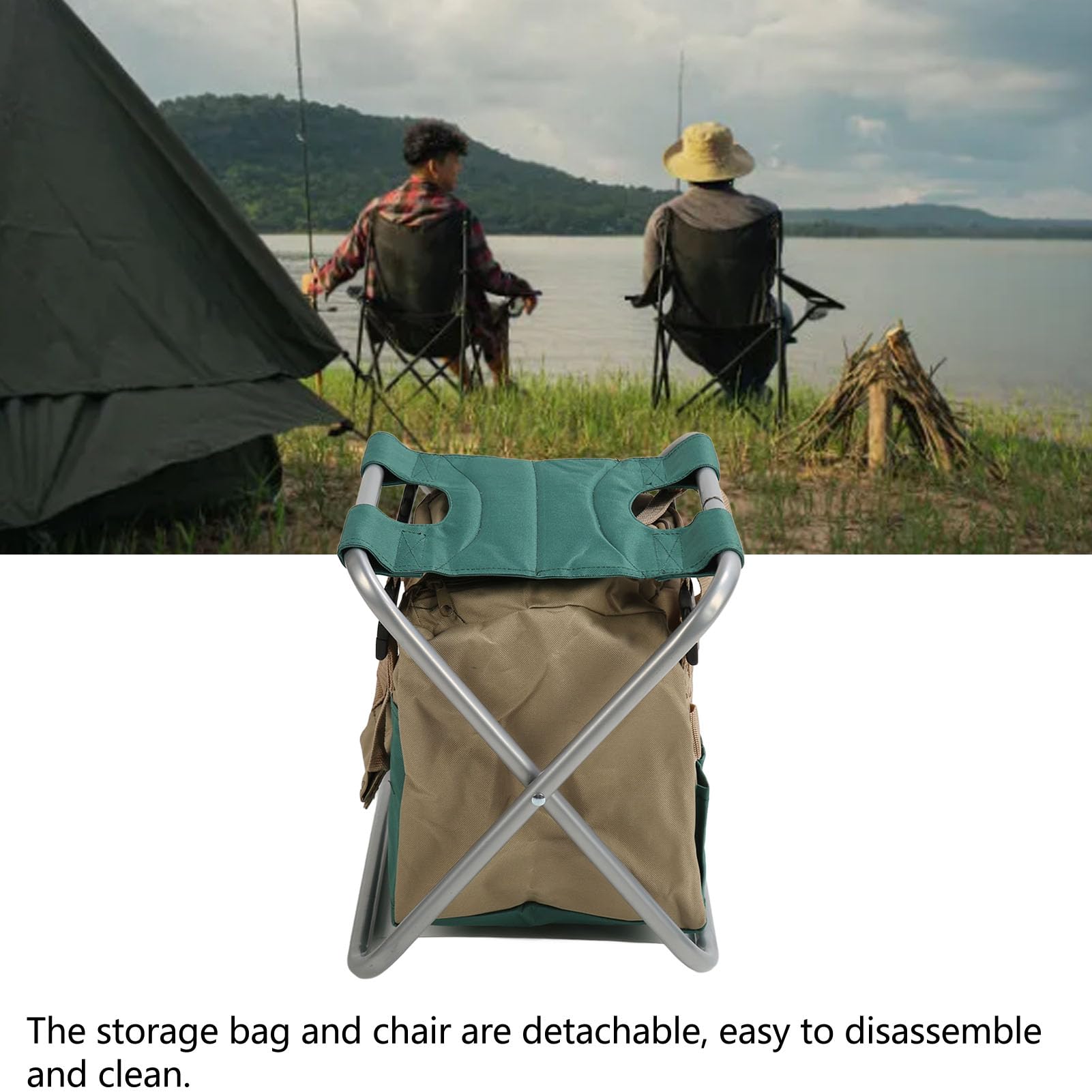 Yuecoom Folding Backpack Stool, Heavy Duty Folding Stool Bag Multifunctional Gardening Folding Toolkit Stool Suitable for Gardeners (Silver)