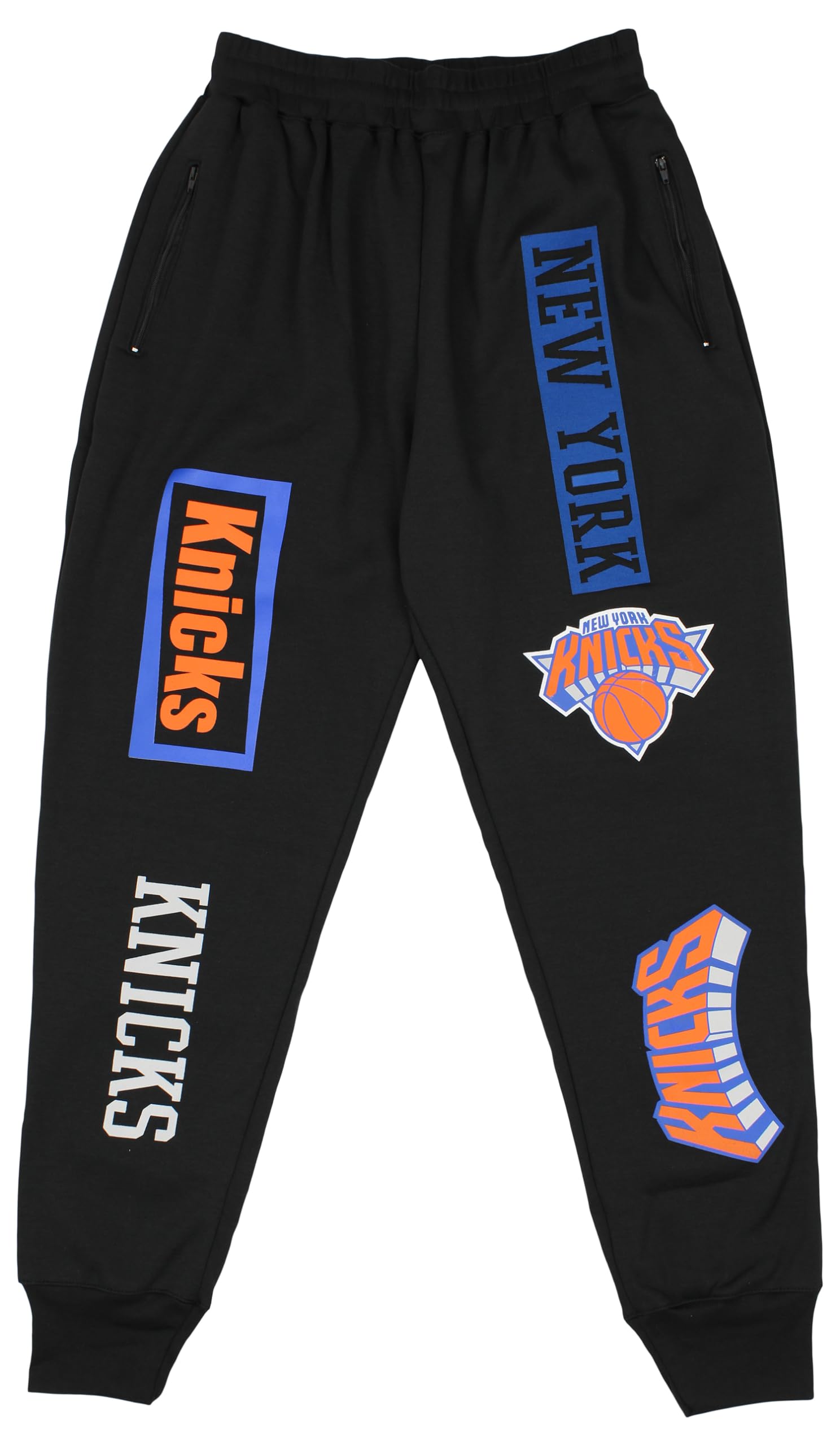 FISLL NBA Teams Wordmark Jogger Sweatpants for Men - New York Knicks, XL Black