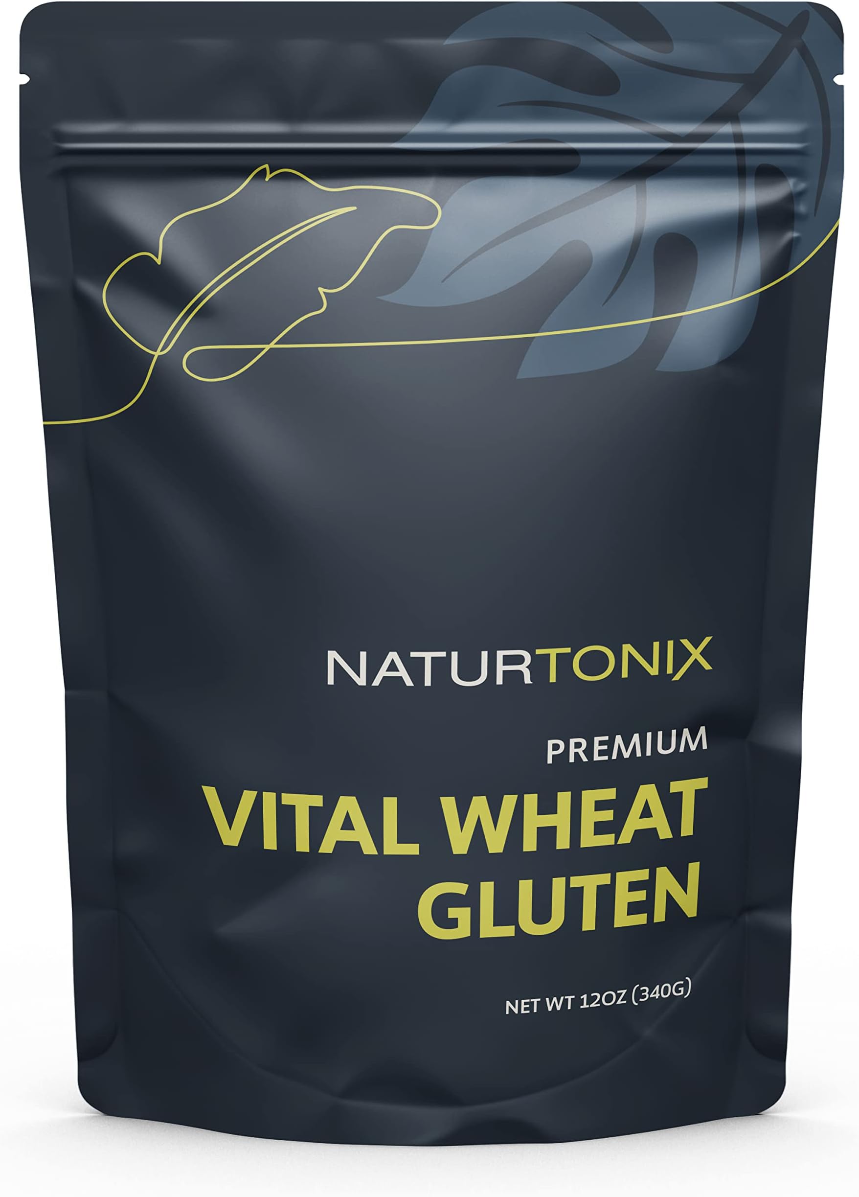 Naturtonix Premium Vital Wheat Gluten, 100% Pure Gluten, For Bread Making, Baking & Seitan, High Protein, Non-GMO, Vegan & Keto Friendly, Certified Kosher, 12 Ounce [Packaging May Vary]