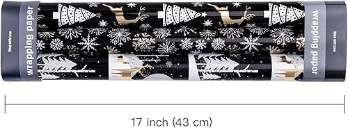 Vista 111 de WRAPAHOLIC Rollo de papel kraft de regalo de Navidad, mini rollo, 3 rollos, 17 x 120 pulgadas por rollo, colección navideña de alce de acuarela