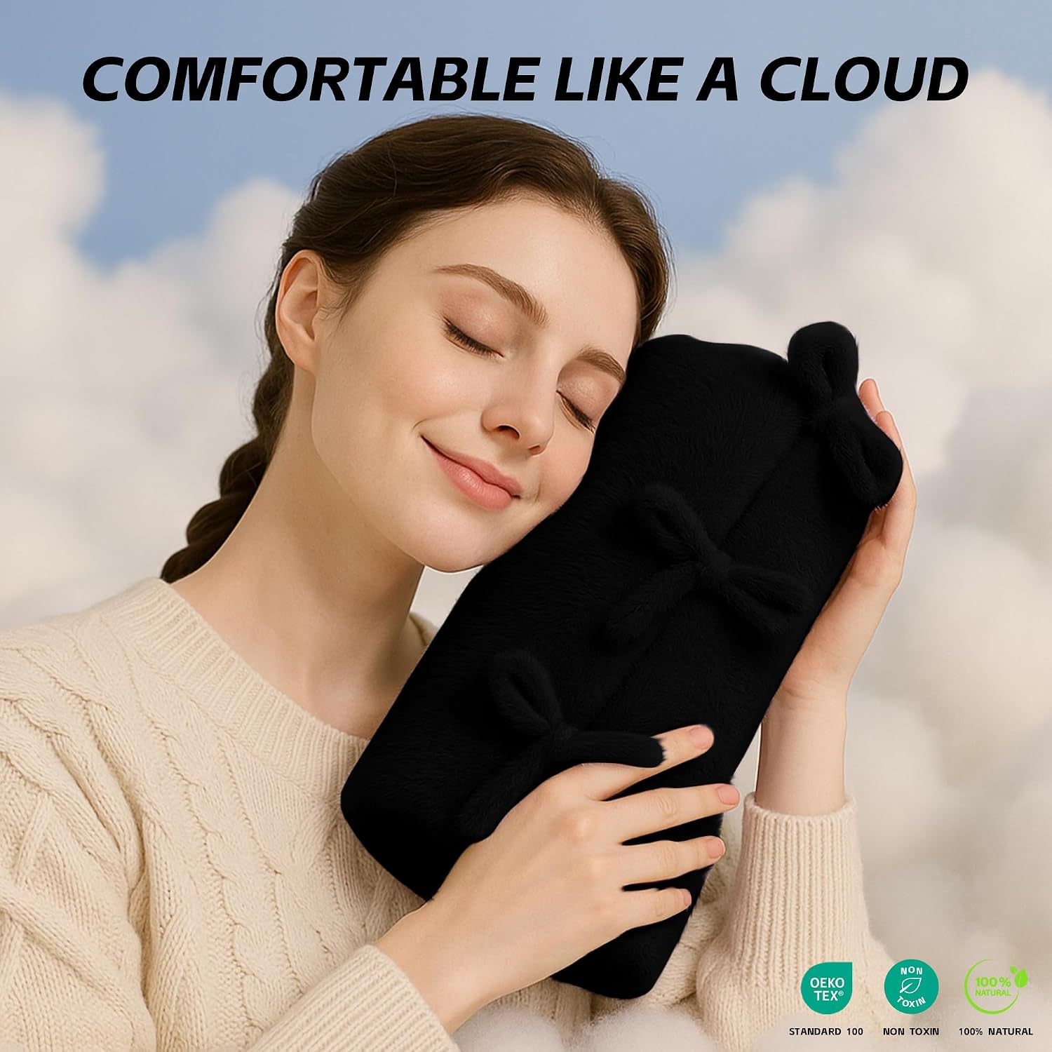 SPRING SEAON Arm Elevation Pillow for Adults After Surgery, Fluffy Arm Rest Cushion with Adjustable Straps and Wide Multi-Groove Design, Support for Wrist, Shoulder, Leg and Ankle Recovery, Black