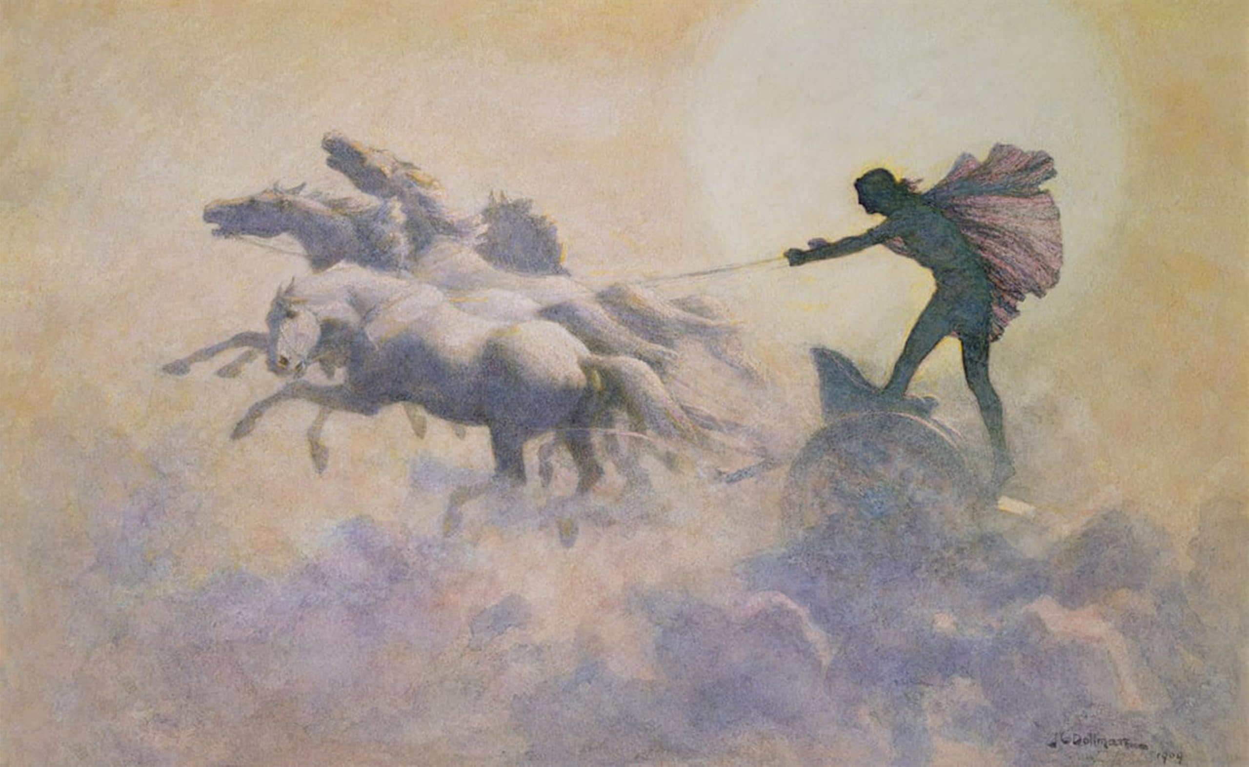 HRJUBWREE Retro Picture Art Painting Wall Poster Chariot of the Sun by Charles Dollman Vintage Art Print for Home Decor 60x90cm
