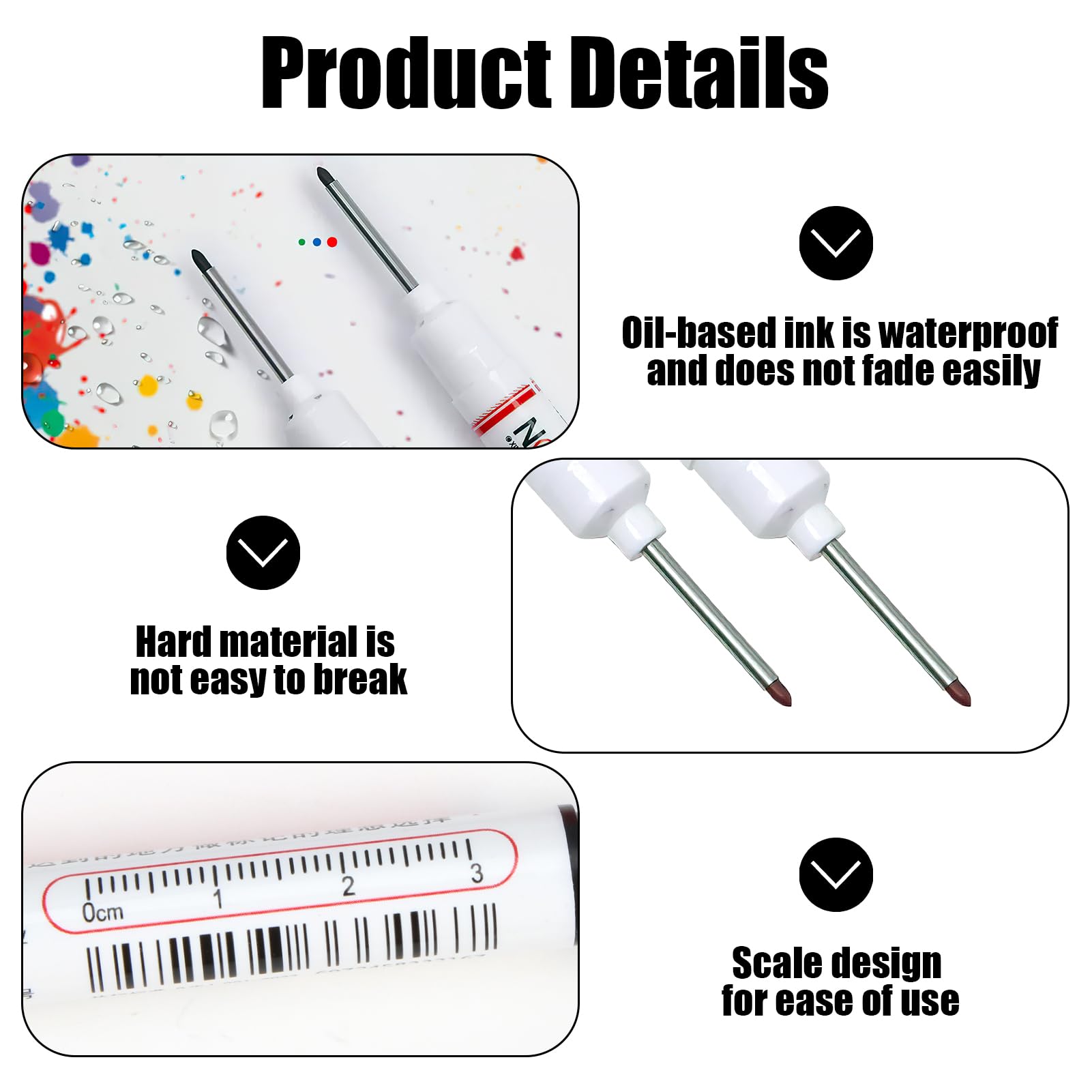 Pennarelli Per Fori Profondi 20mm - 4 Pezzi, Indelebili, Per Falegnameria E Edilizia - Foto 5