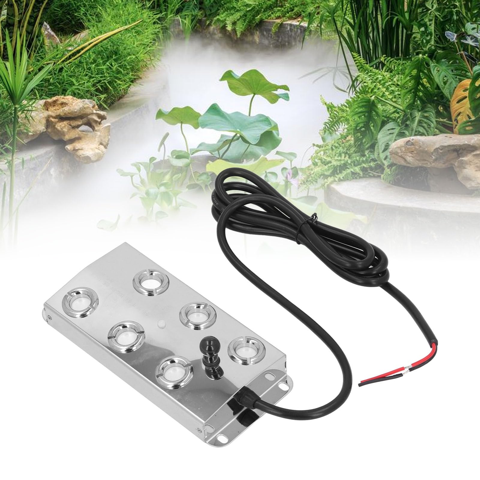 Bnineteenteam Nebulizzatore per Fontana Ad Ultrasuoni per Laghetto d'Acqua, Nebulizzatore in Acciaio Inossidabile con 6 Teste, Cavo da 1,5 M per Uso Interno Ed Esterno in Giardino