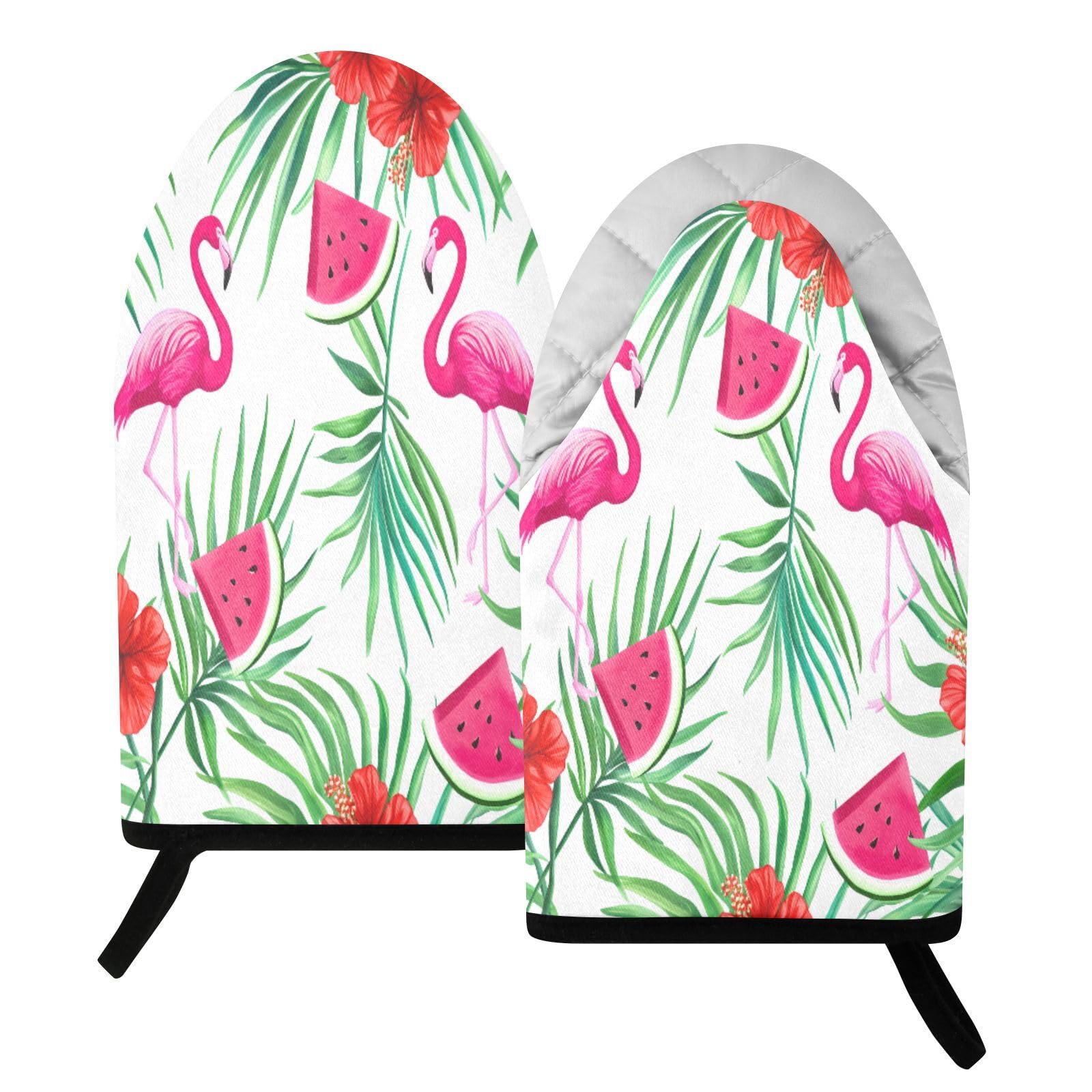 BURSTDDY Flamingos Oven Mitt,Heat Resistant Kitchen Mitts for Cooking